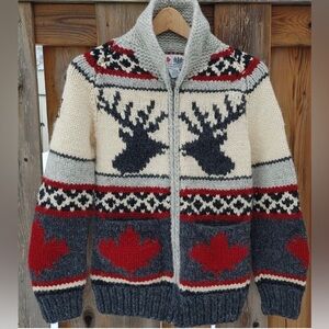 Hudson's Bay Olympic Vancouver 2010 Wool Full Zipper Sweater Cowichan Sweater